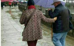 描写老人在雨中走路的句子？