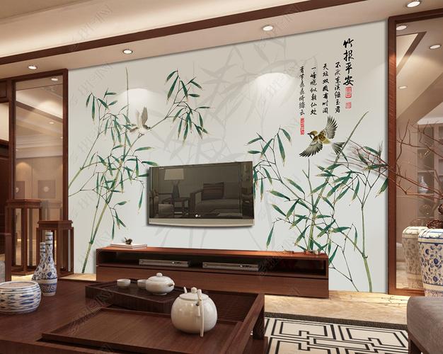 家用电视背景墙壁画是竹子的,竹子语意是什么？-图1